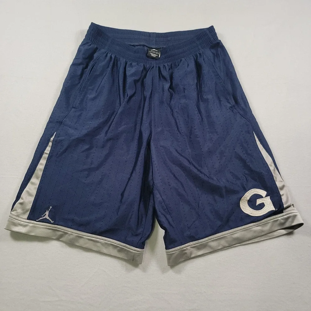Jordan Georgetown Hoyas Basketball Shorts Mens Large Navy Blue Mesh Athletic Gym